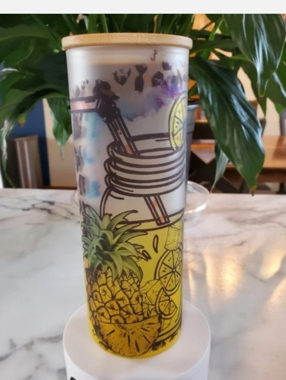 Sweet SUMMER time 20oz Gradient Yellow Glass Tumbler with duo lids 🎉sale